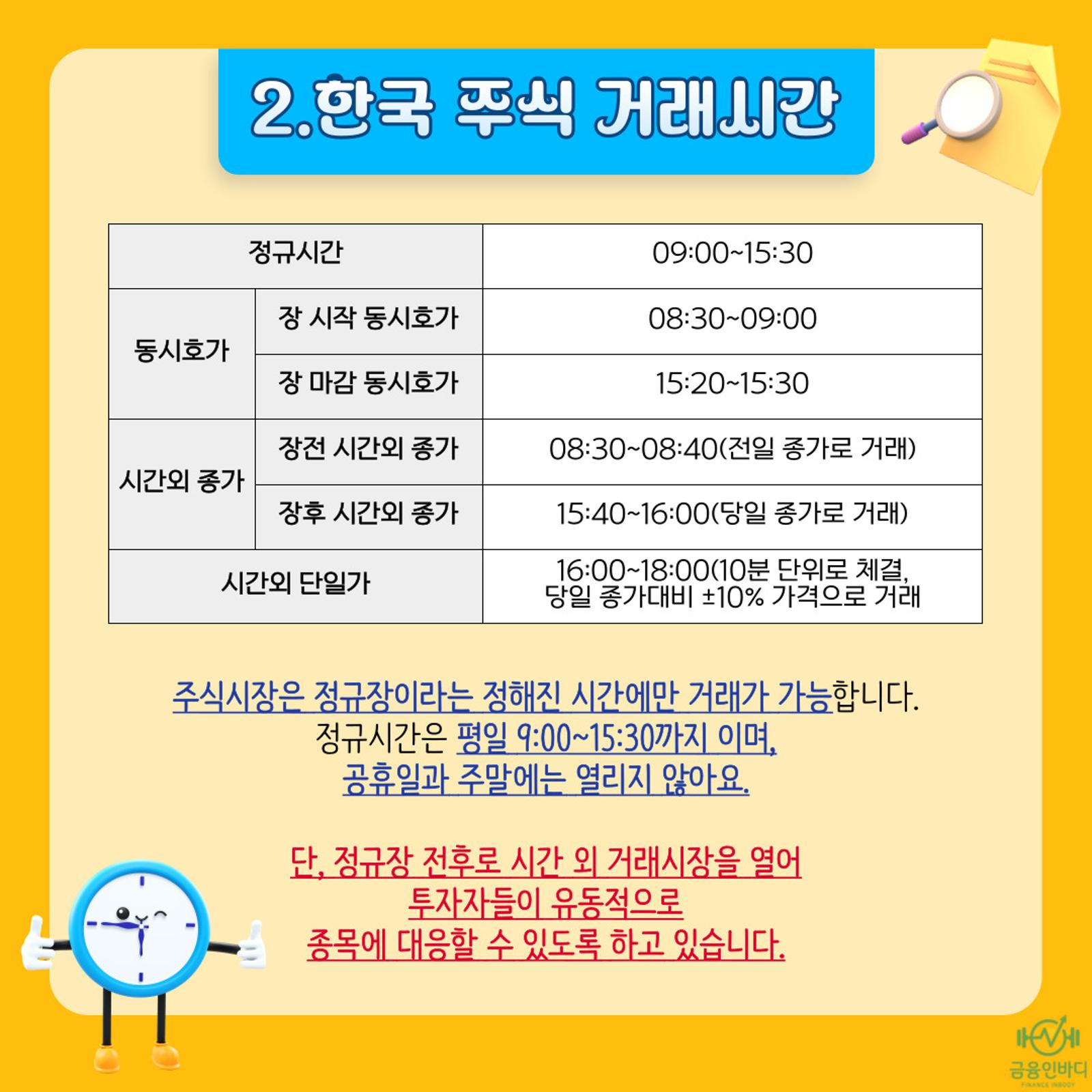 한국 주식 거래시간