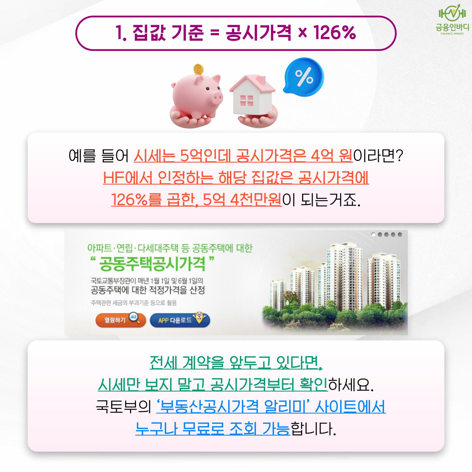 집값 기준, 공시가격 x 126%