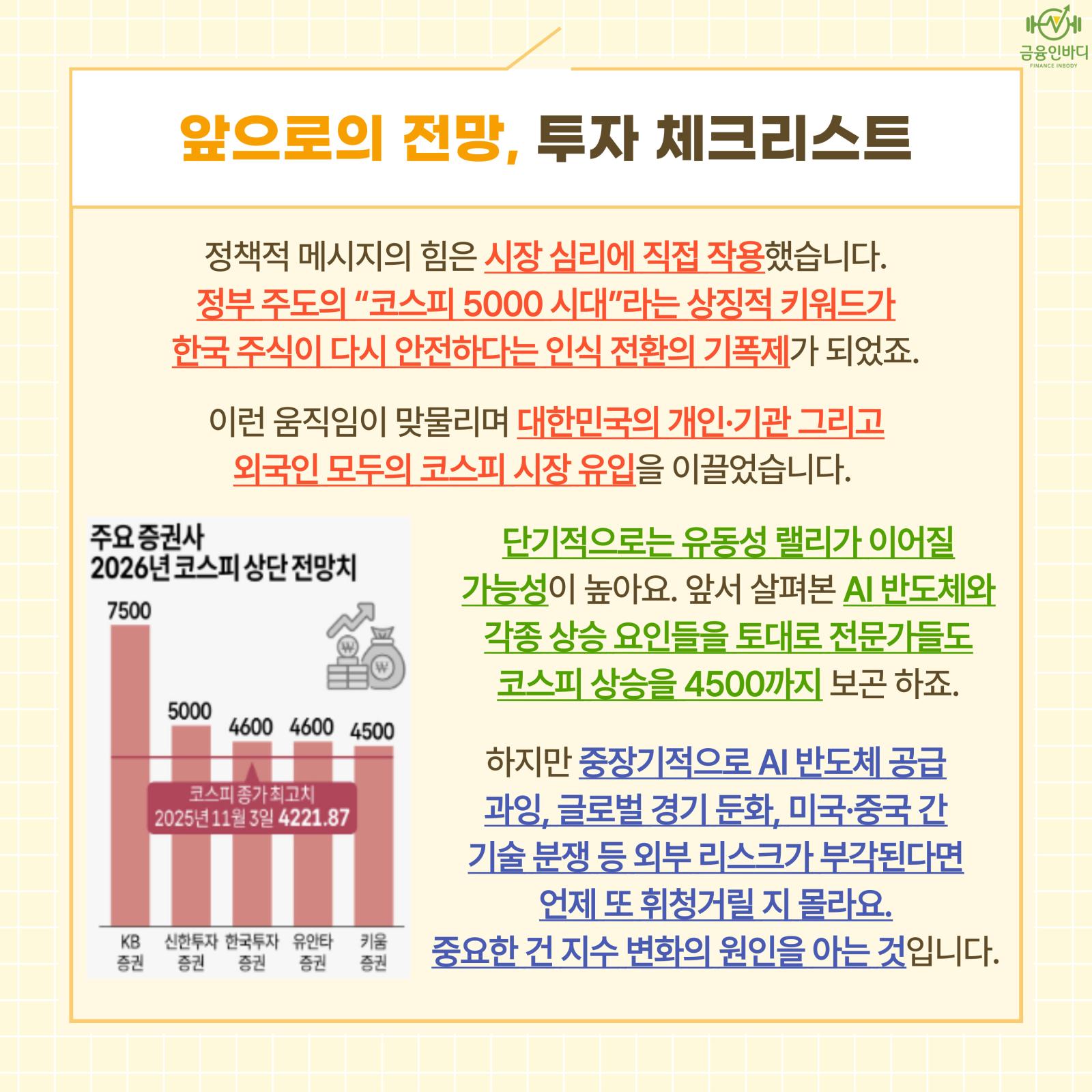 앞으로의 전망, 투자 체크리스트