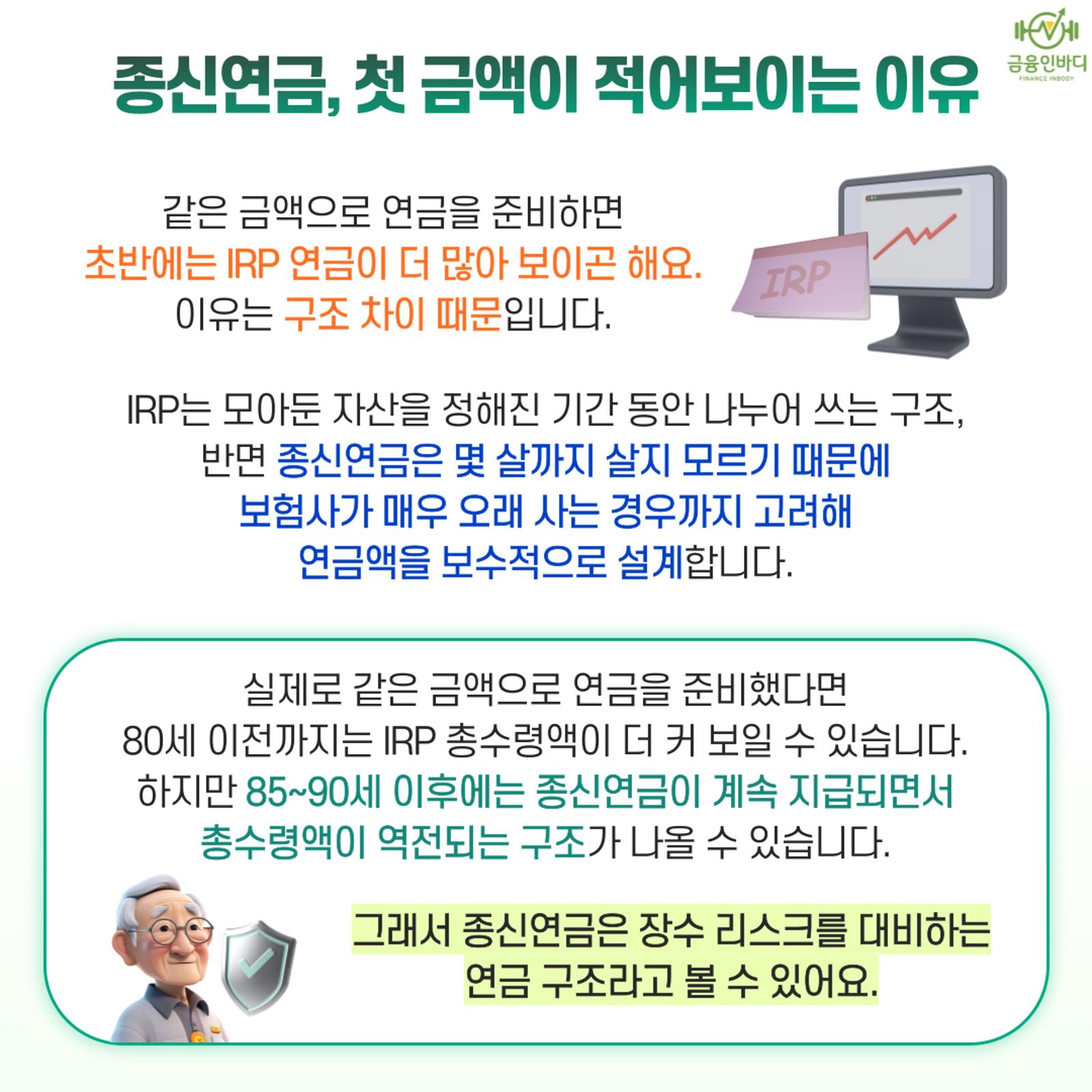 종신연금, 첫 금액이 적어 보이는 이유